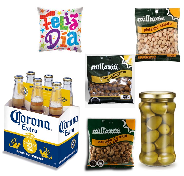 Cerveza Corona, Mani, Pistacho, Castañas, Aceitunas y globito